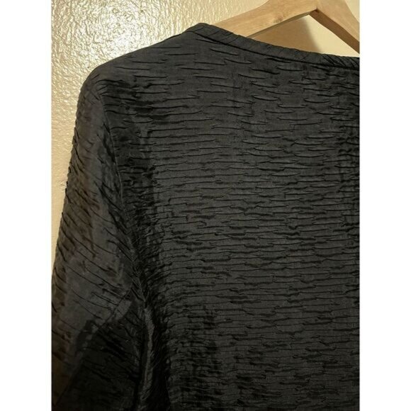 EILEEN FISHER Open Jacket 100% Silk Black Crinkle Open Magnet Closure Women's S - Picture 10 of 16